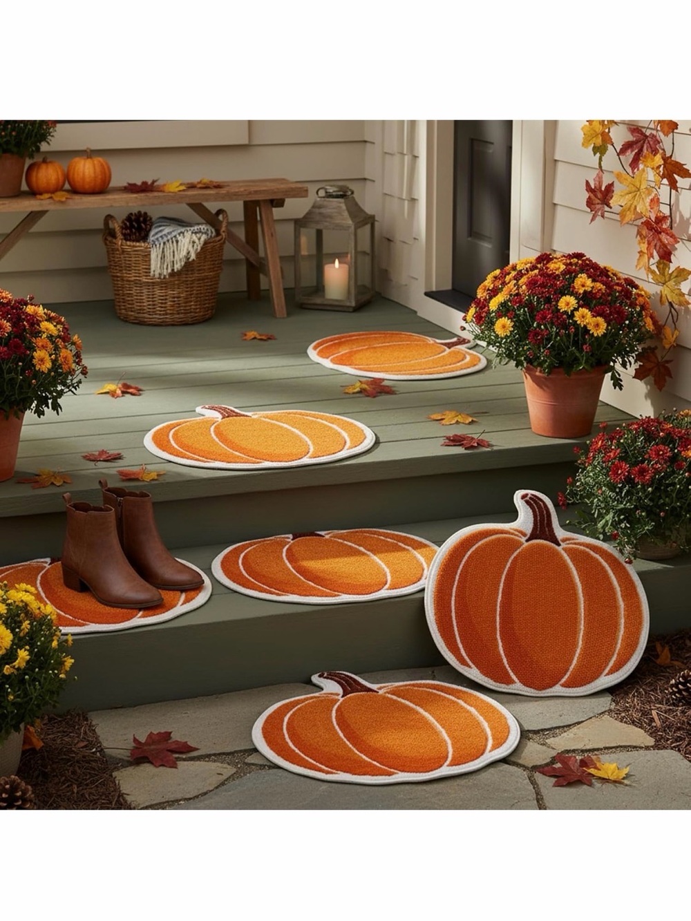 Haull 6 Pcs Fall Thanksgiving🎃Rugs Decorations for Home🏡Autumn🍁Pumpkin🎃